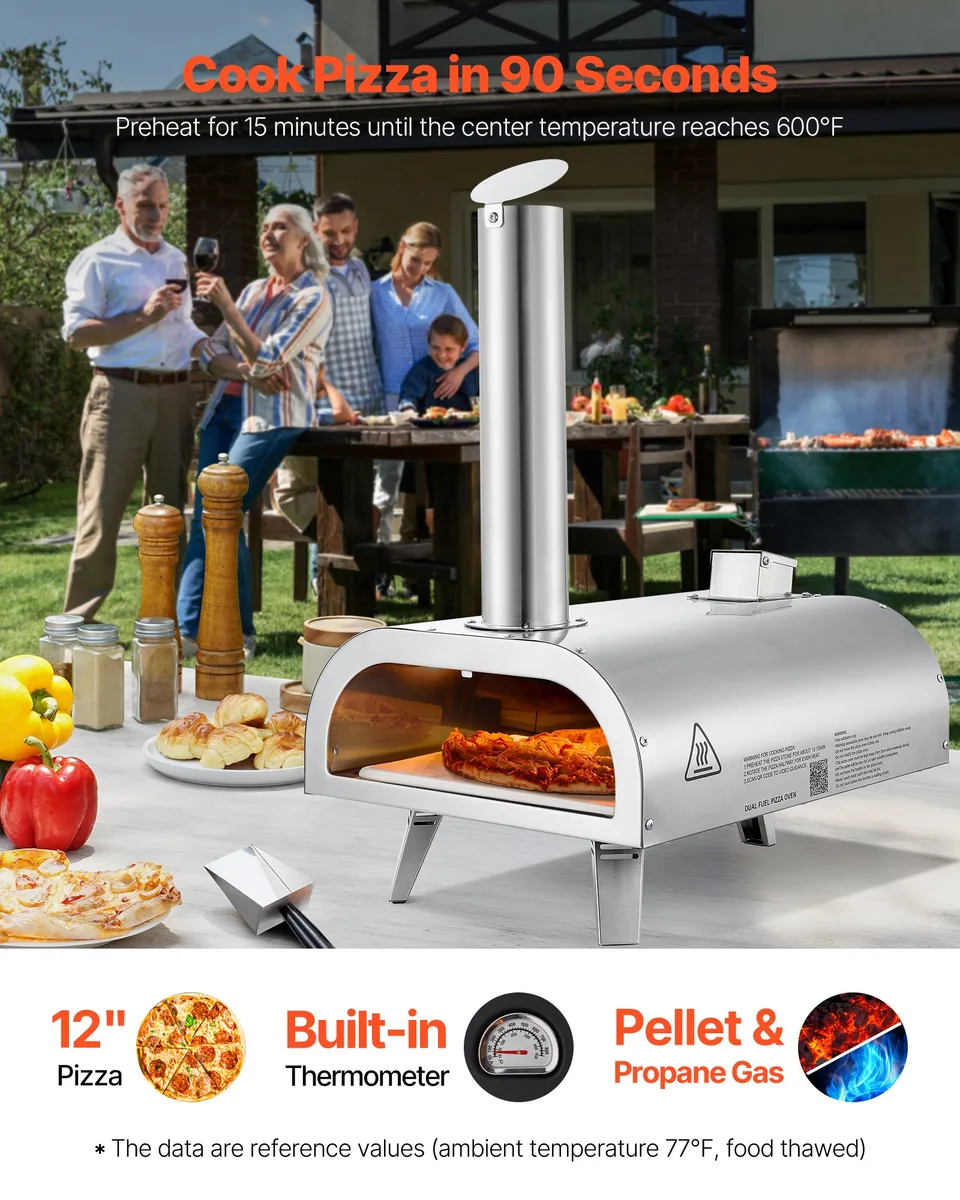 12' Outdoor Pizza Oven Portable Pellet/Gas Pizza Oven For Camping view 2