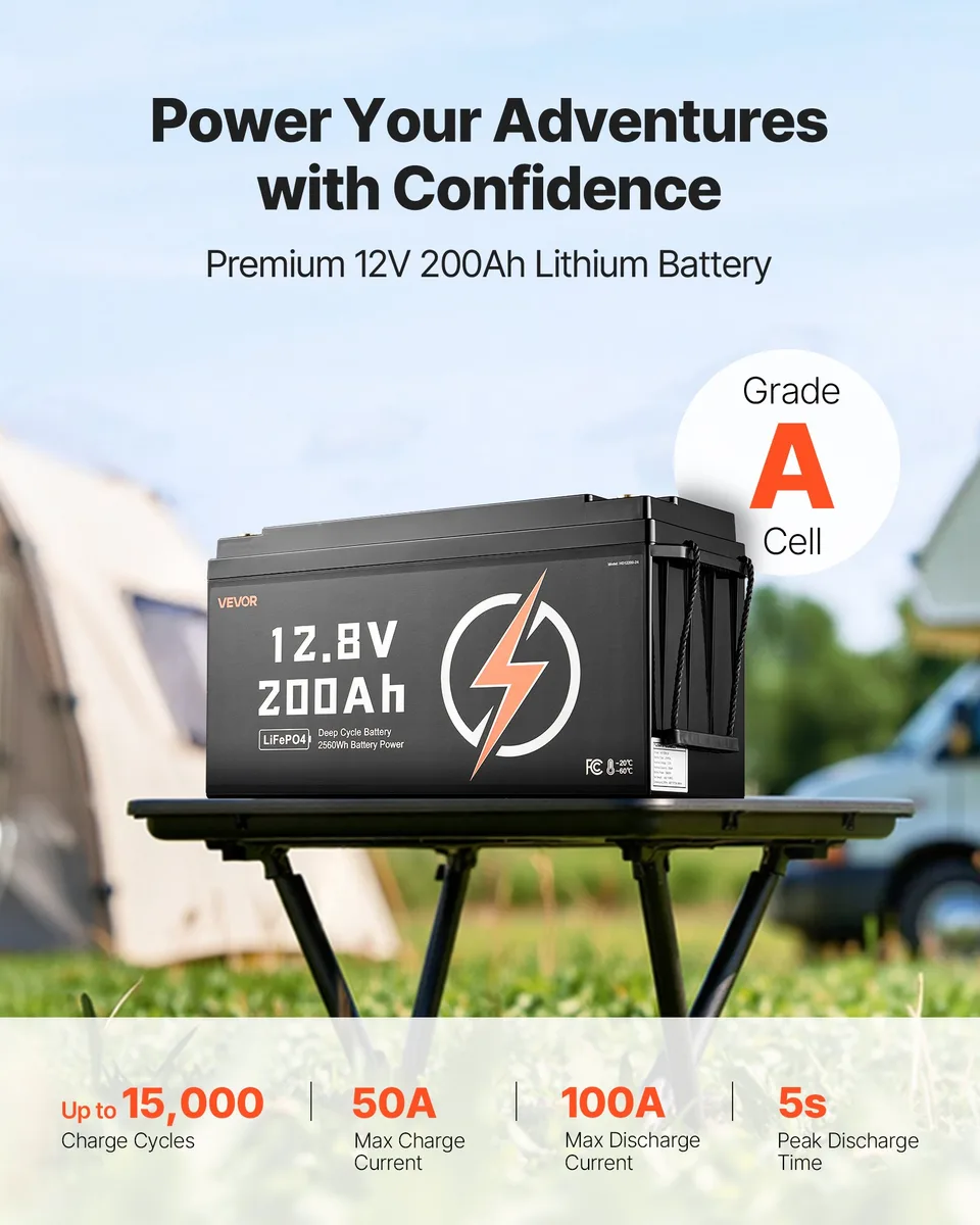 12V 200 Ah Deep Cycle Li FePO4 Battery BMS Lithium Iron Phosphate Battery For RV view 4