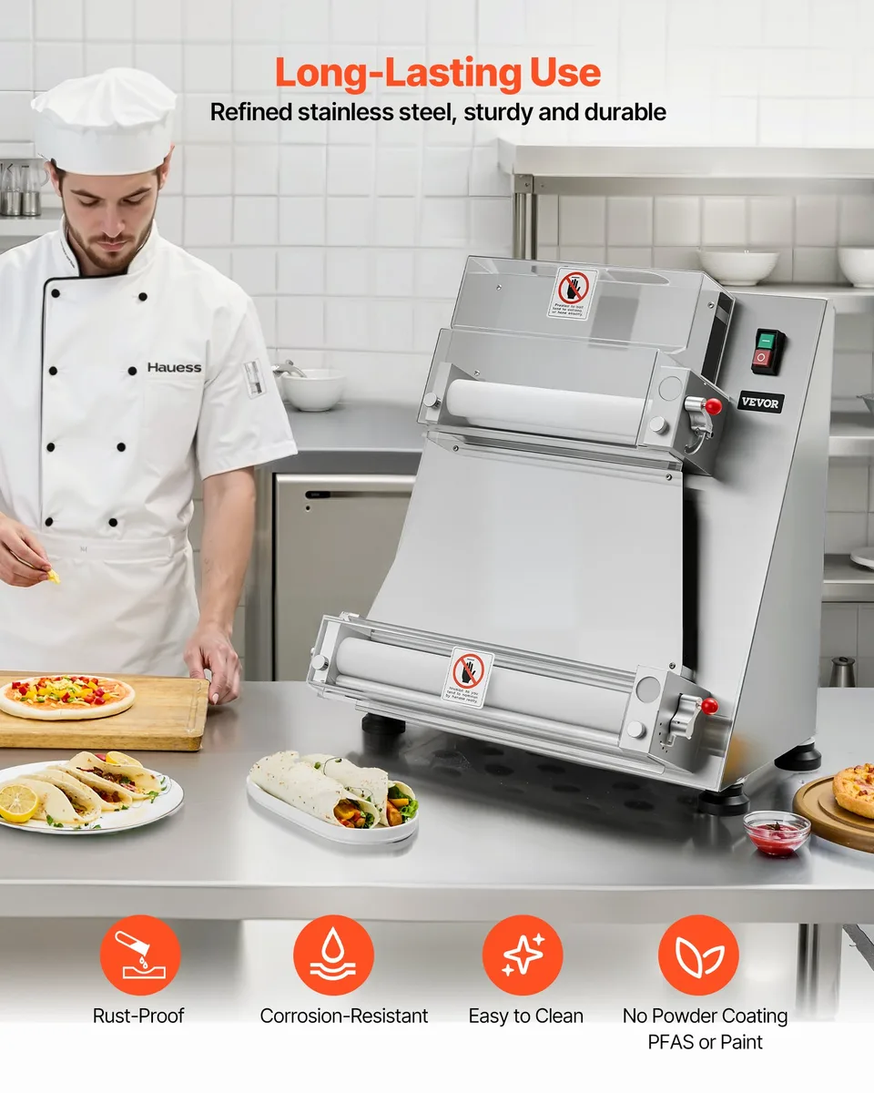 16 Inch Pizza Dough Roller Sheeter Semi-automatic Commercial Dough Press 390W view 4