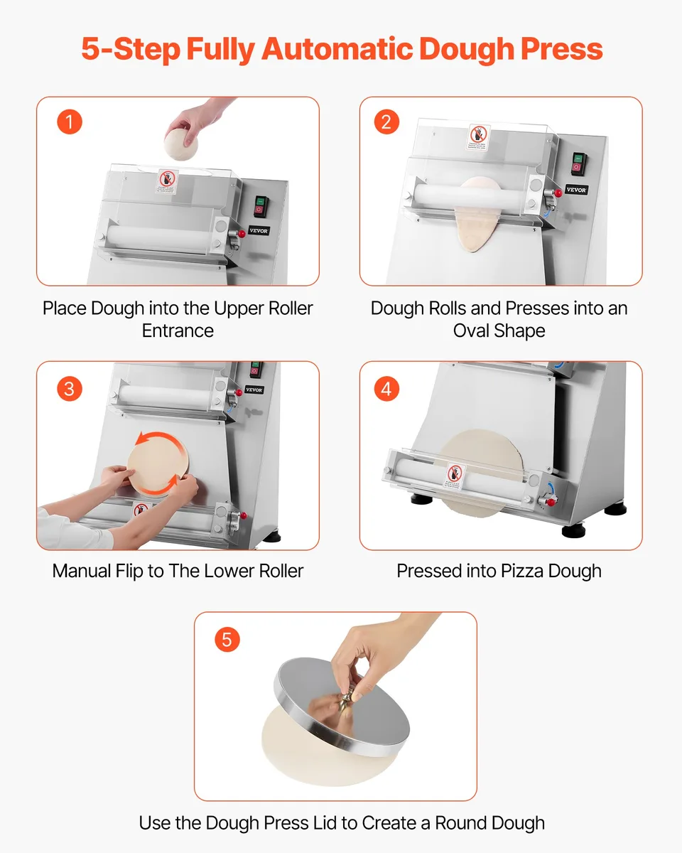 16 Inch Pizza Dough Roller Sheeter Semi-automatic Commercial Dough Press 390W view 3