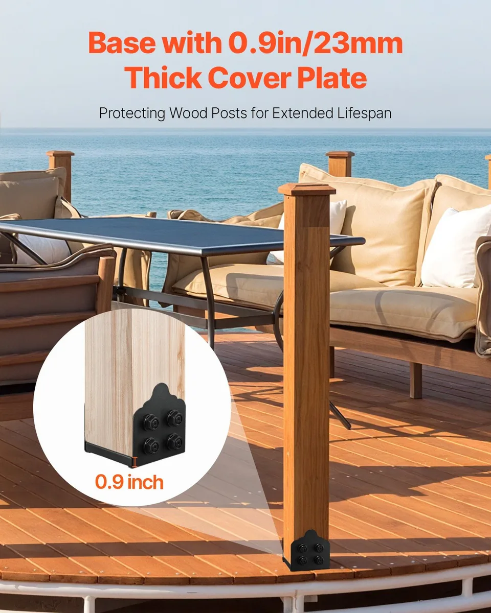 2 Pack 8x8 Post Base Brackets Wood Fence Post Anchor Inner Size 7.9x7.5 Inch view 4
