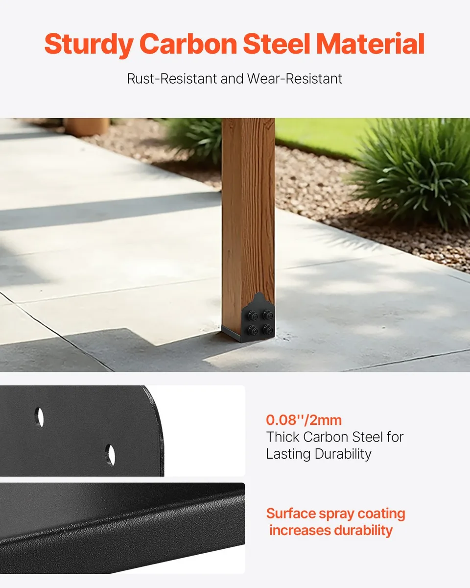 2 Pack 8x8 Post Base Brackets Wood Fence Post Anchor Inner Size 7.9x7.5 Inch view 2