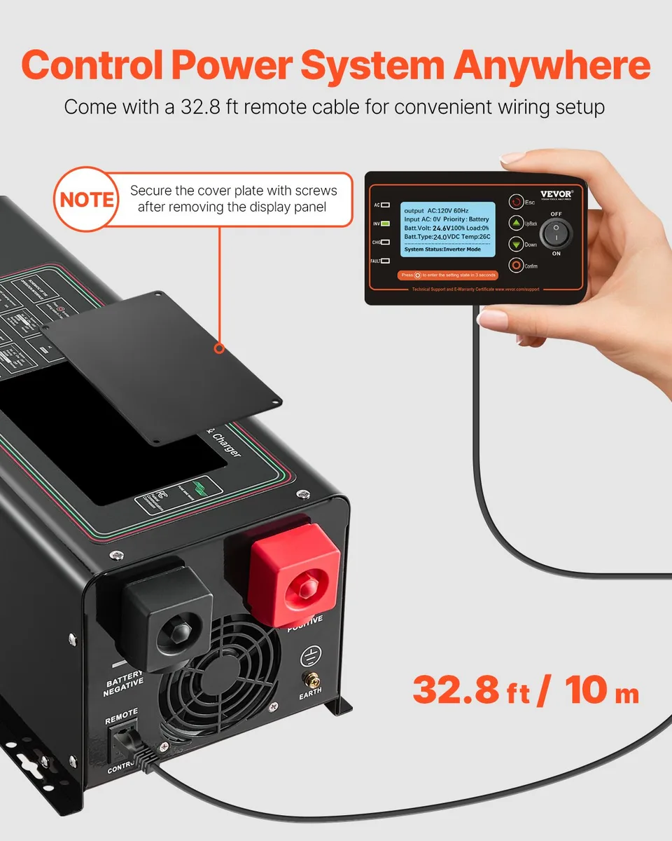 2000W Pure Sine Wave Inverter Charger DC 12V To AC 120V Power Inverter view 4