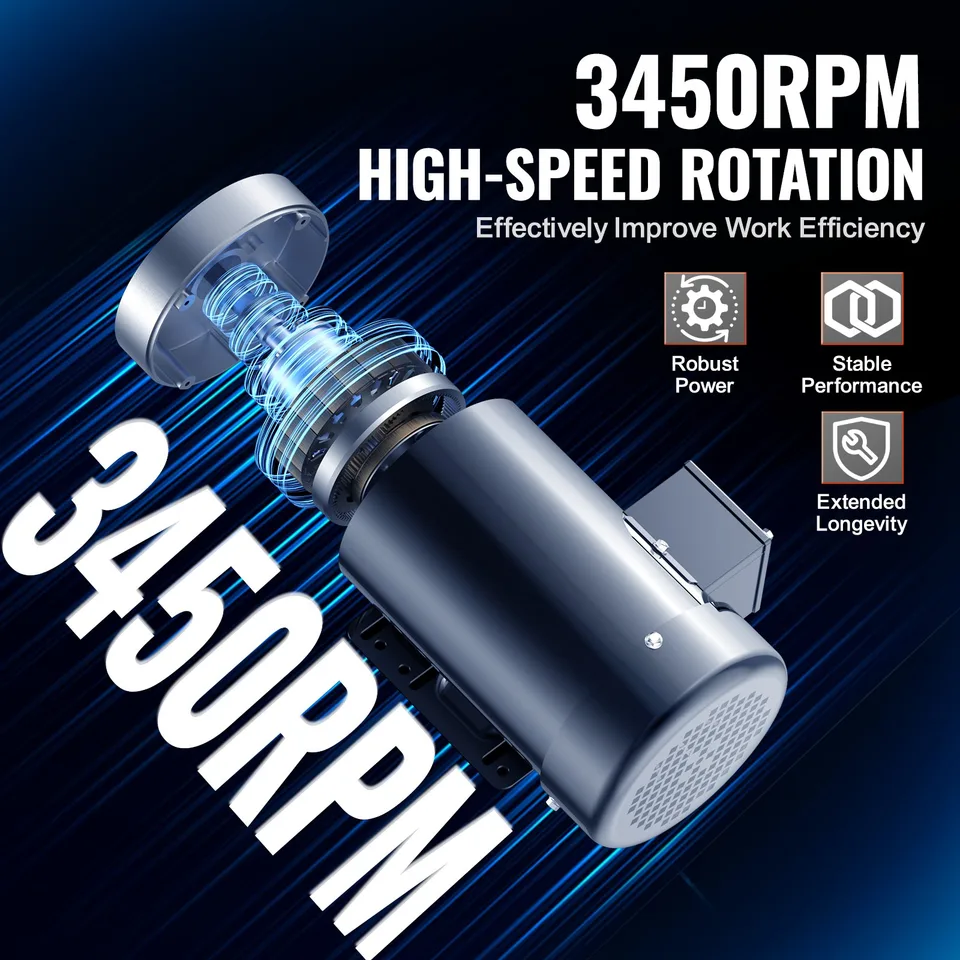 2HP Electric Motor 3450 Rpm, AC 230V/460V, 56C Frame, Air Compressor Motor 3-Phase, 5/8' Keyed Shaft, CW/CCW Rotation For Agricultural view 4