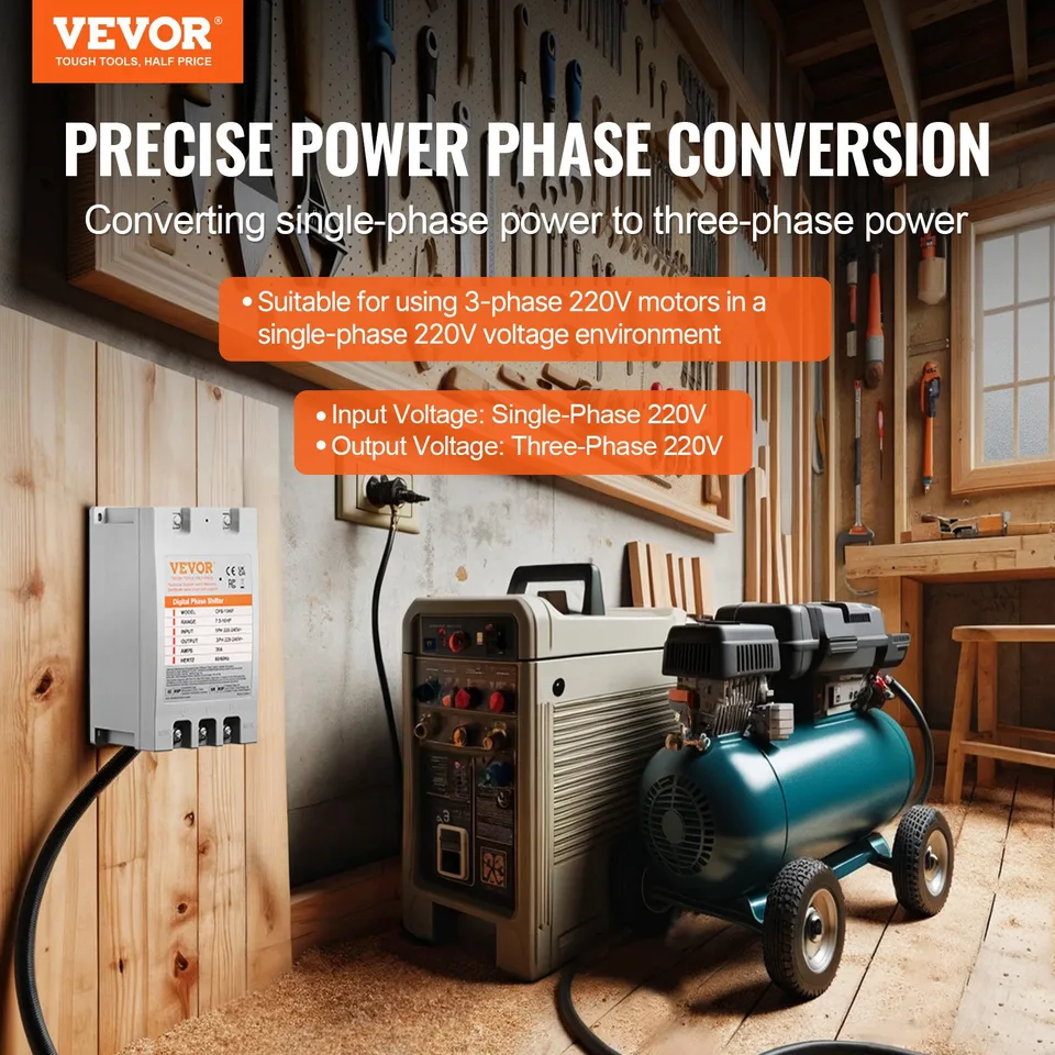 3 Phase Converter - 10HP 30A 220V Single Phase To 3 Phase Converter, Digital Phase Shifter For Residential And Light Commercial Use, 220V view 3