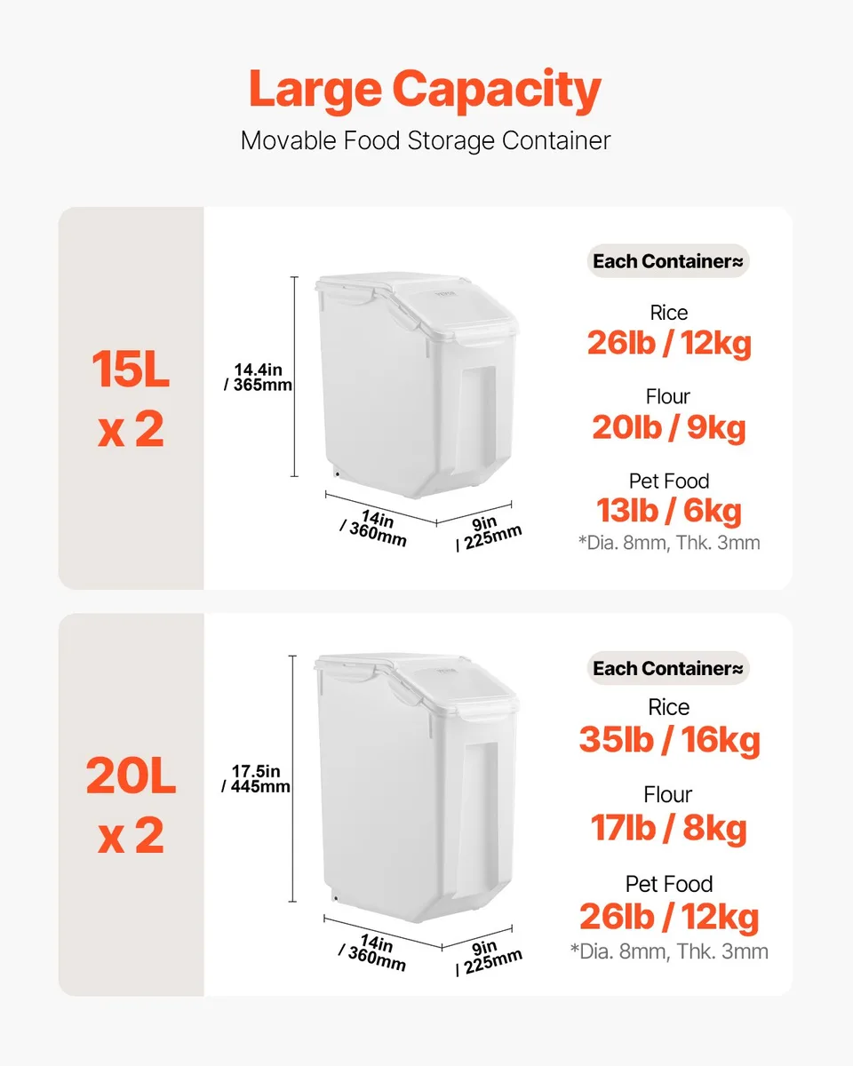 3.5 Galx2 + 4.5 Galx2 Ingredient Storage Container Airtight Kitchen Bin view 2