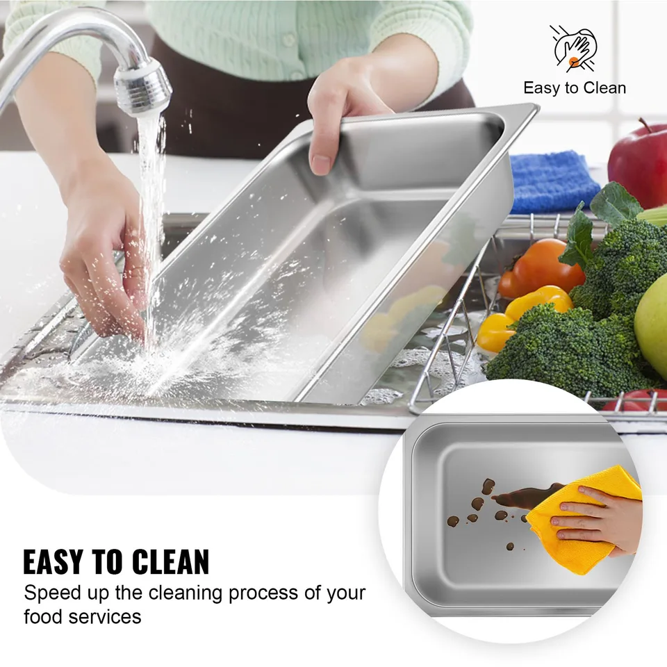 6 Pack Steam Table Pans 20.9 X 12.8 X 3.9 Inch Deep Steam Table Pan Full Size 13L Deep Food Container Stainless Steel Oven Tray Hotel Pans view 3