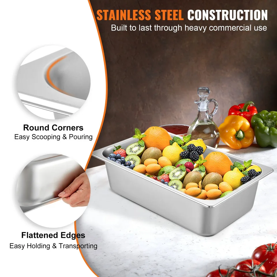 6 Pack Steam Table Pans 20.9 X 12.8 X 5.9 Inch Deep Steam Table Pan Full Size 20.5L Deep Food Container Stainless Steel Oven Tray Hotel Pans view 2