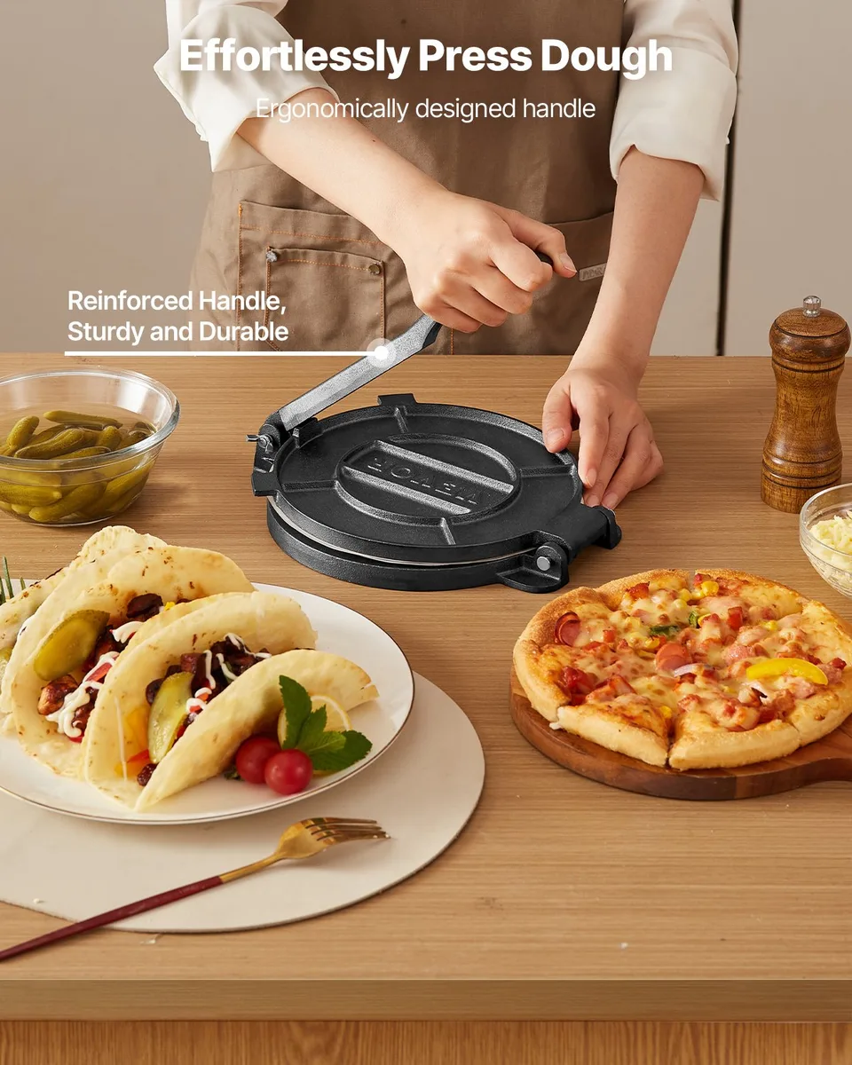 8 Inch Tortilla Press Chapati Maker Roti Dough Maker Heavy Duty Cast Iron view 2