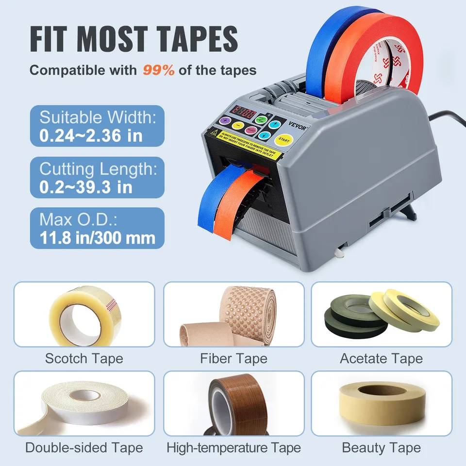 Automatic Tape Dispenser Adhesive Electric Tape Cutter Packaging Machine Tape Cutting Machine 6-60mm Tape Width view 3
