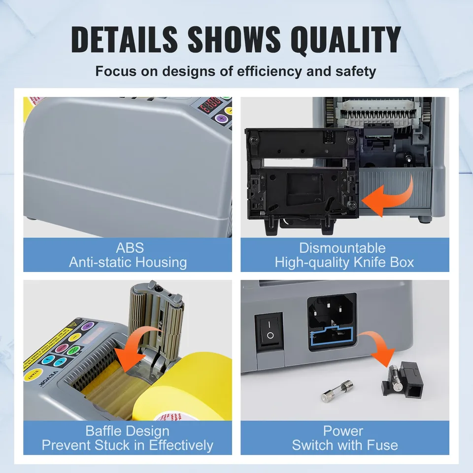 Automatic Tape Dispenser Adhesive Electric Tape Cutter Packaging Machine Tape Cutting Machine 6-60mm Tape Width view 2