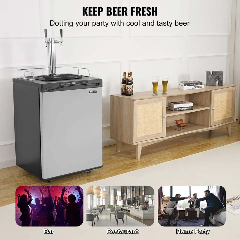 Beer Kegerator Draft Beer Dispenser Full Size Keg Refrigerator Dual Tap view 4
