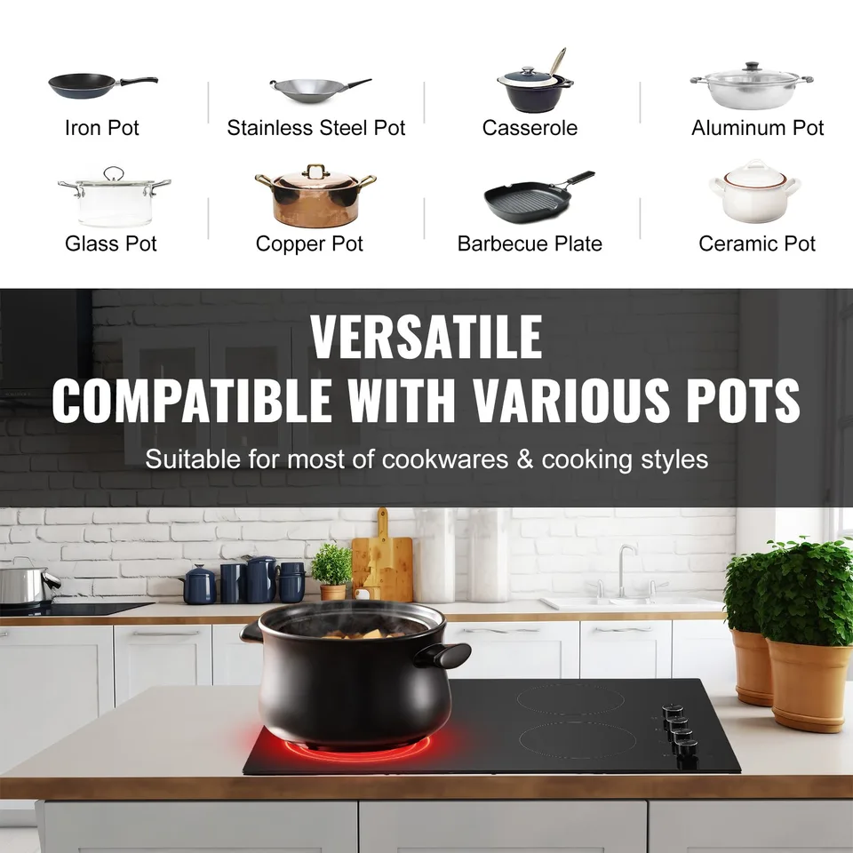 Built-in Electric Cooktop Radiant Ceramic Cooktop 4 Burners 30.3x20.5 Inch view 2