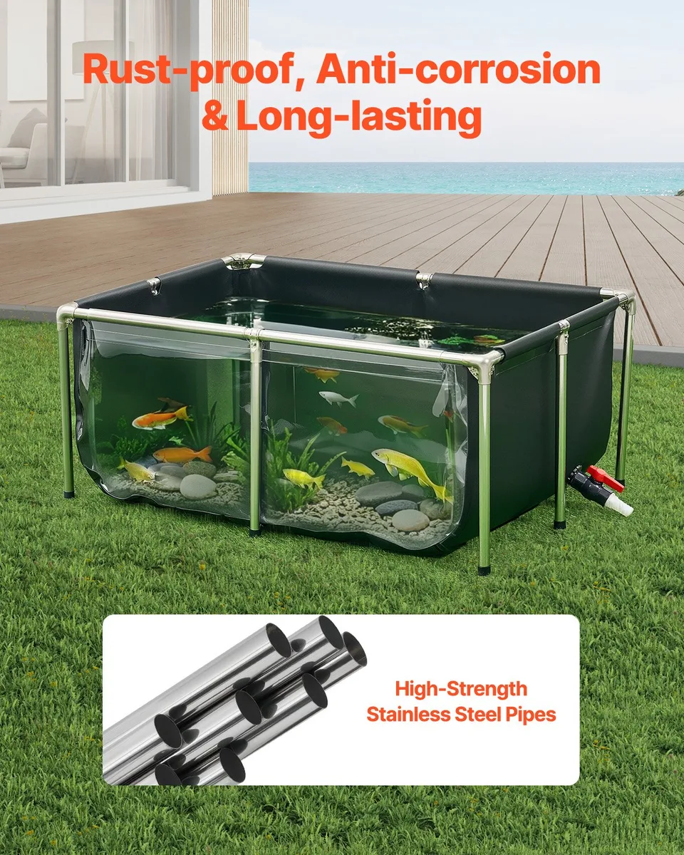 Canvas Fish Pond Above Ground Koi Tank 126.8 Gal With Clear Viewing Panel view 2