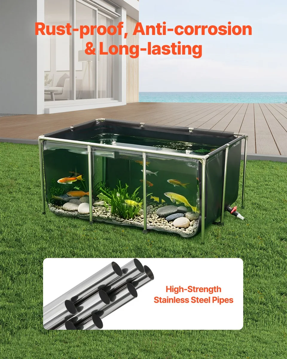 Canvas Fish Pond Above Ground Koi Tank 270 Gal With Clear Viewing Panel view 4