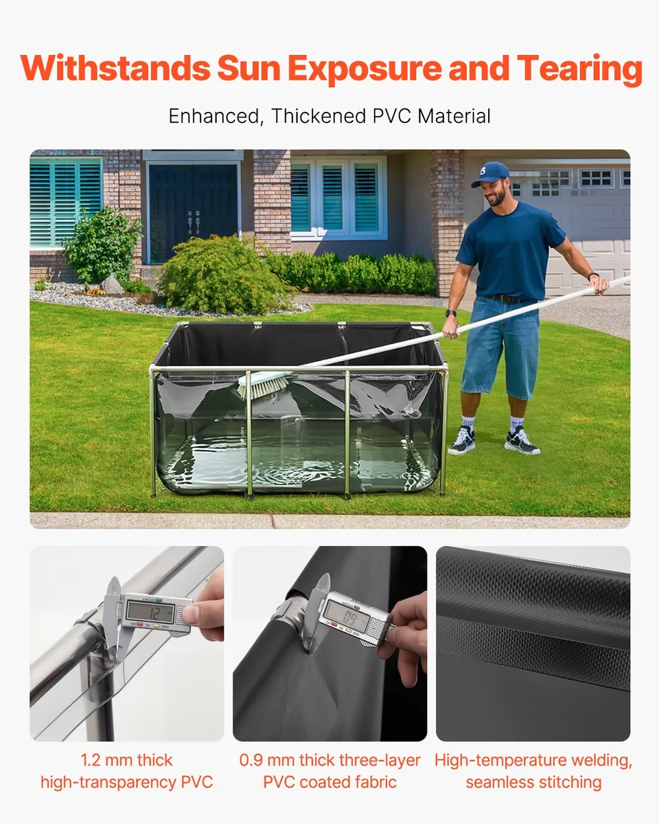 Canvas Fish Pond Above Ground Koi Tank 270 Gal With Clear Viewing Panel view 2