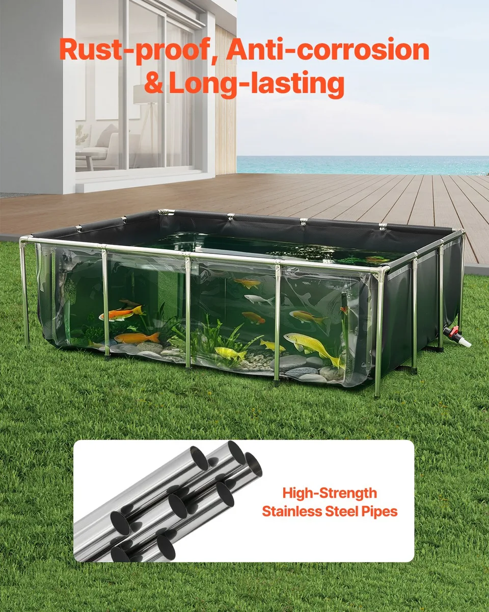 Canvas Fish Pond Above Ground Koi Tank 470 Gal With Clear Viewing Panel view 3