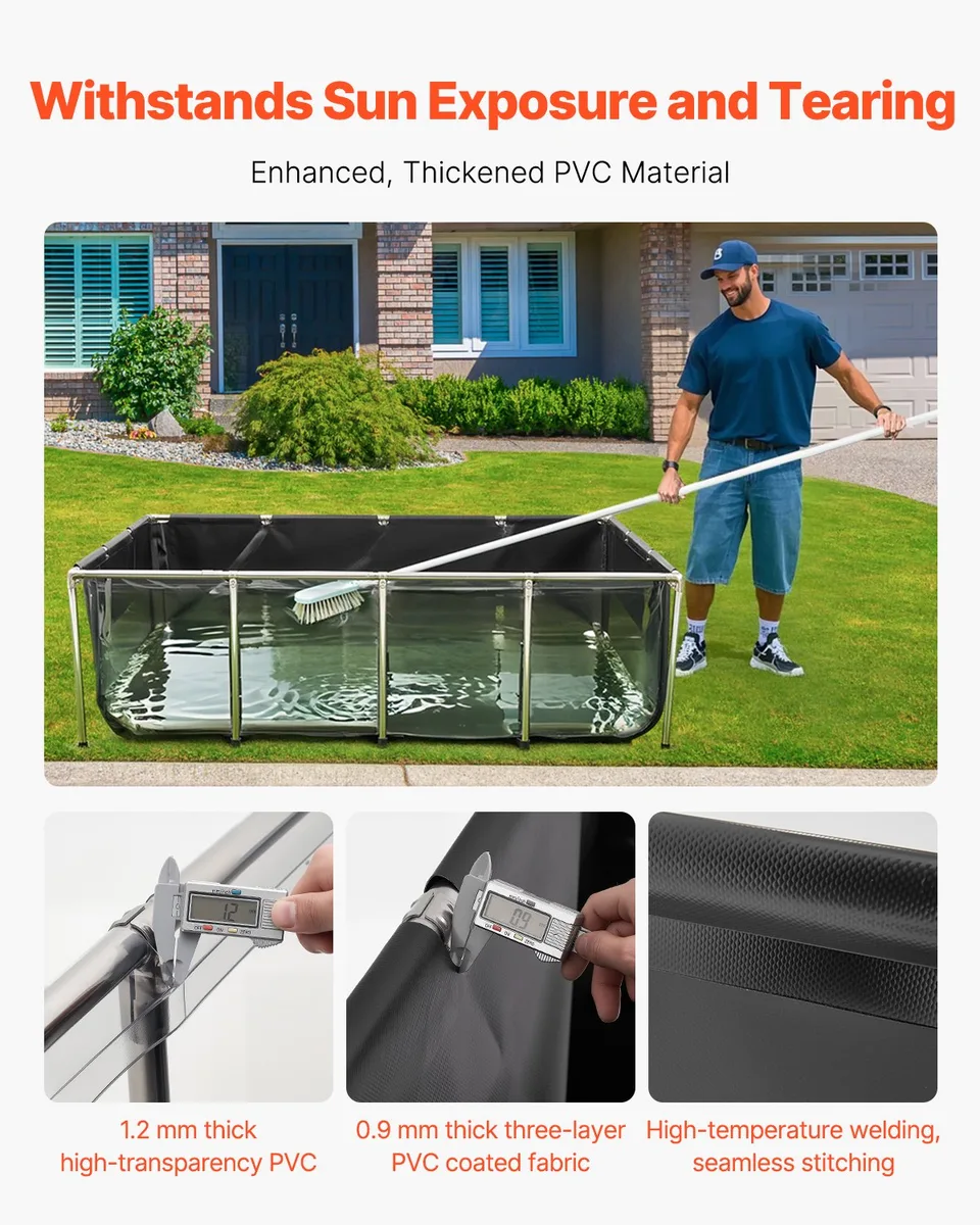 Canvas Fish Pond Above Ground Koi Tank 470 Gal With Clear Viewing Panel view 4