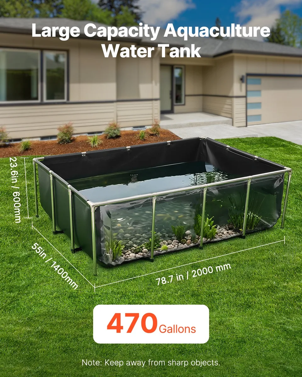 Canvas Fish Pond Above Ground Koi Tank 470 Gal With Clear Viewing Panel view 2