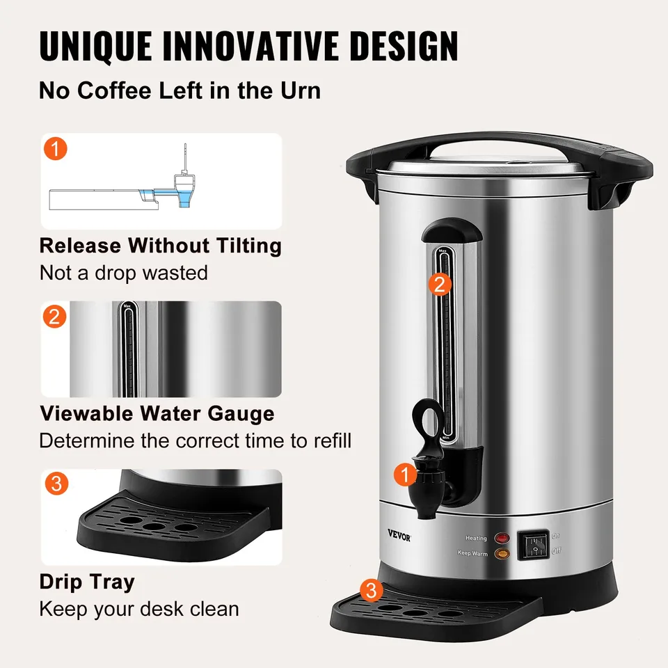Commercial Coffee Urn 65 Cup Stainless Steel Coffee Dispenser Fast Brew view 4