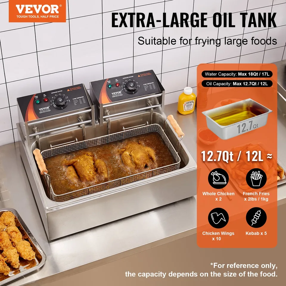 Commercial Electric Deep Fryer Countertop Deep Fryer 3000W 18 Qt / 17L view 2