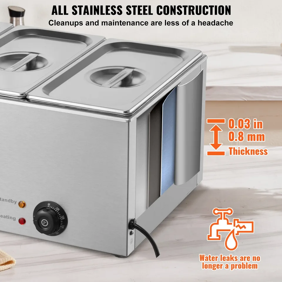 Commercial Electric Food Warmer 3-Pan Countertop Buffet 24QT Bain Marie view 2