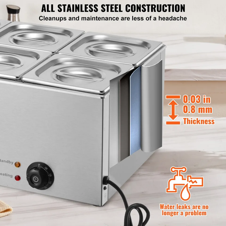 Commercial Electric Food Warmer 6-Pan Countertop Buffet 14.3QT Bain Marie view 4