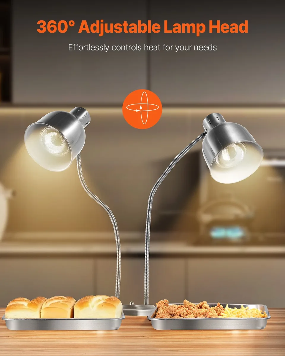 Commercial Food Heat Lamp 2-head Electric Catering For Food Restaurant & Buffet view 3