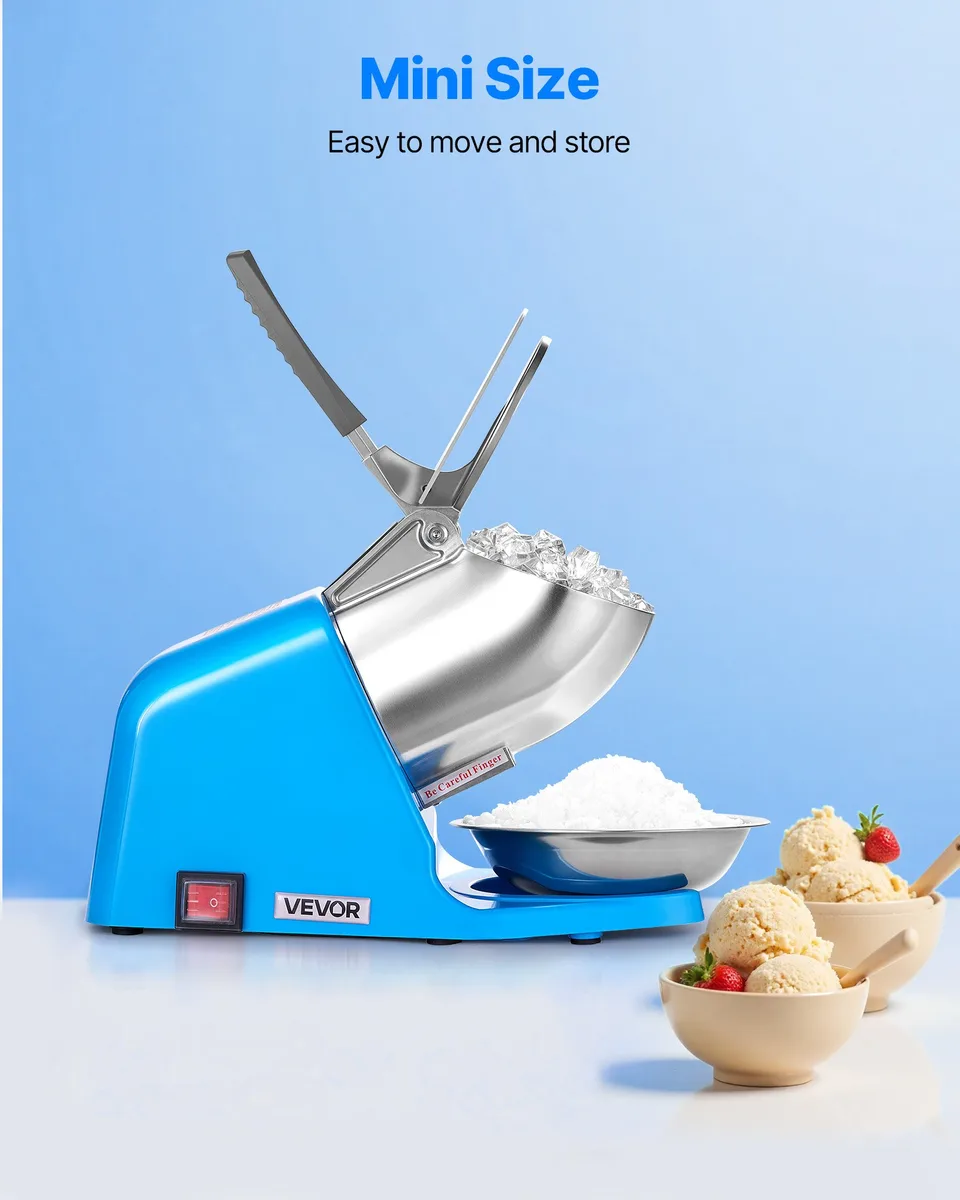 Commercial Ice Crusher 286LBS/H Electric Snow Cone Maker Shaved Ice Blue view 2