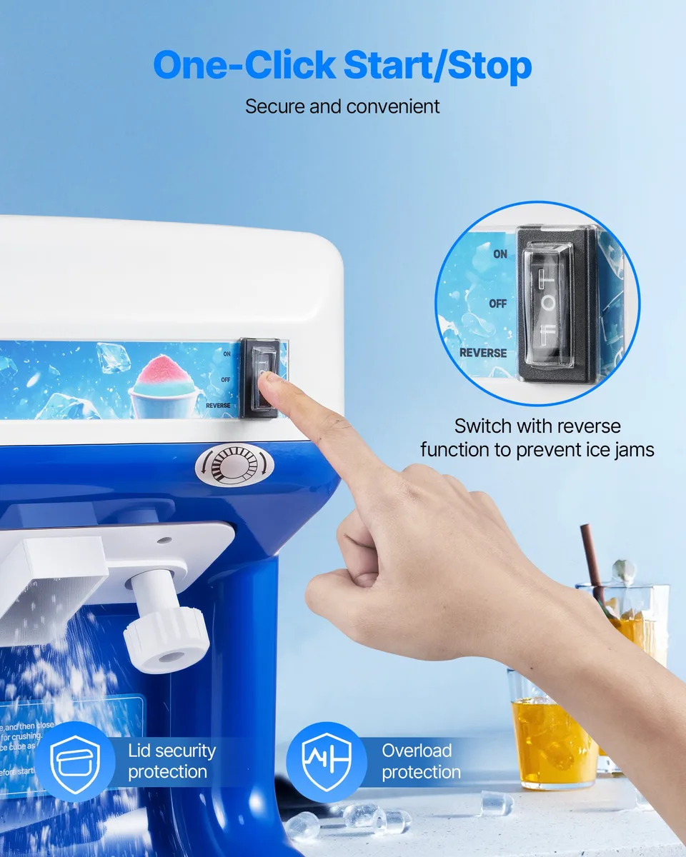 Commercial Ice Shaver 286LBS/H Electric Snow Cone Maker Ice Crusher Blue view 2