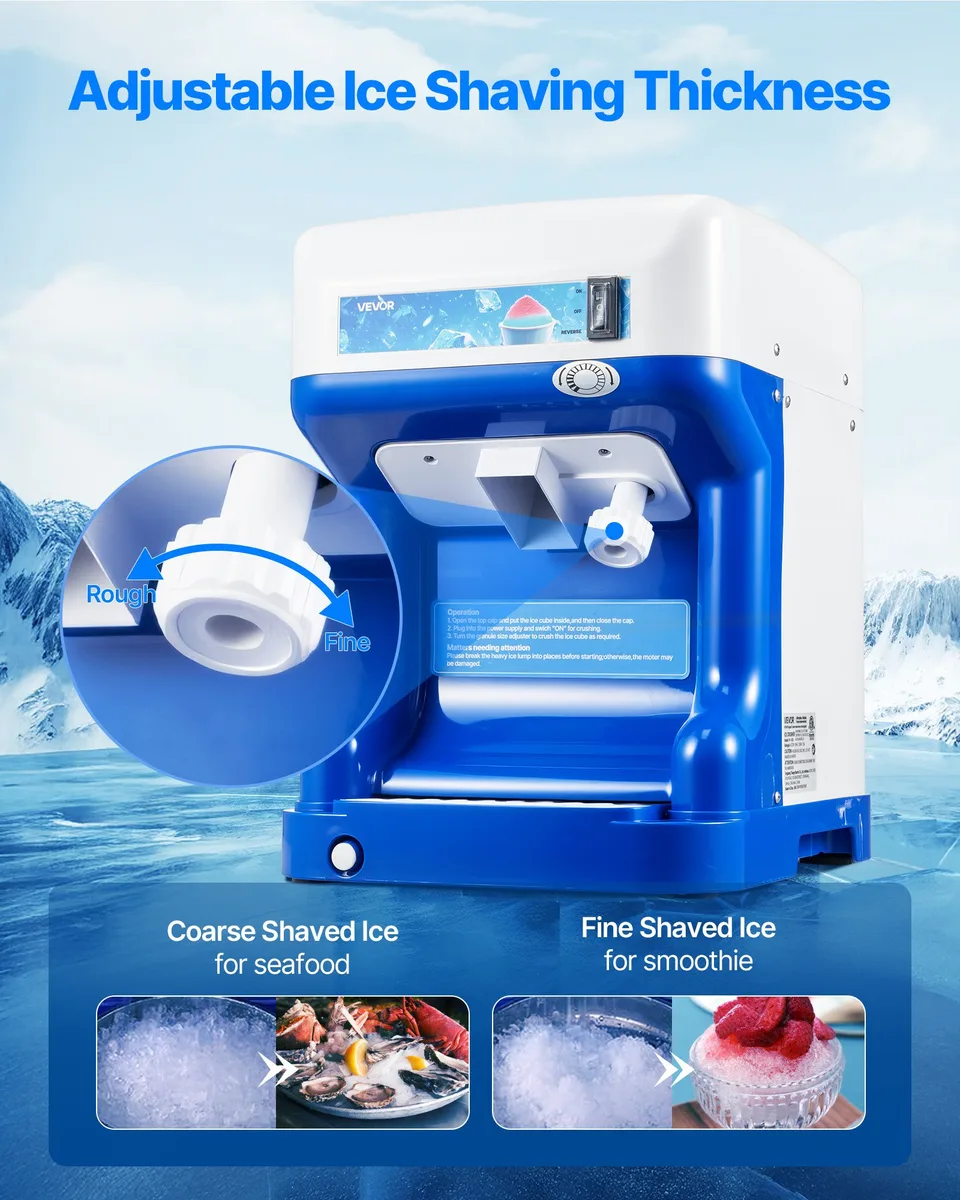 Commercial Ice Shaver 286LBS/H Electric Snow Cone Maker Ice Crusher Blue view 3