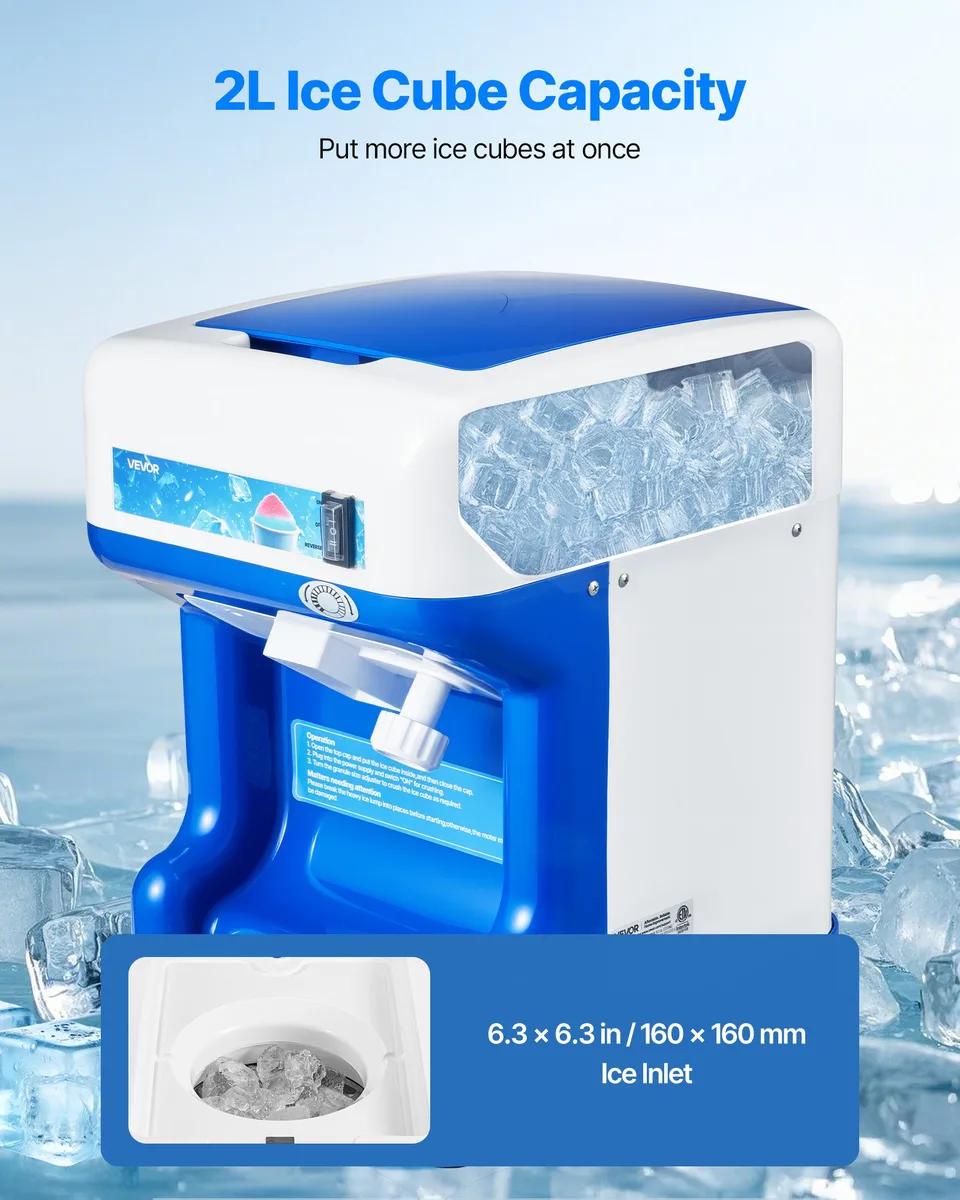 Commercial Ice Shaver 286LBS/H Electric Snow Cone Maker Ice Crusher Blue view 4