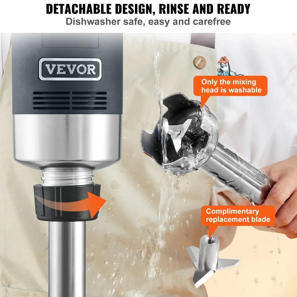 Commercial Immersion Blender, 750W 20' Heavy Duty Hand Mixer, Variable Speed Kitchen Stick Mixer With 304 Stainless Steel Blade, Multi-Purpose Portable Mixer For Soup, Smoothie, Puree, Baby Food view 3