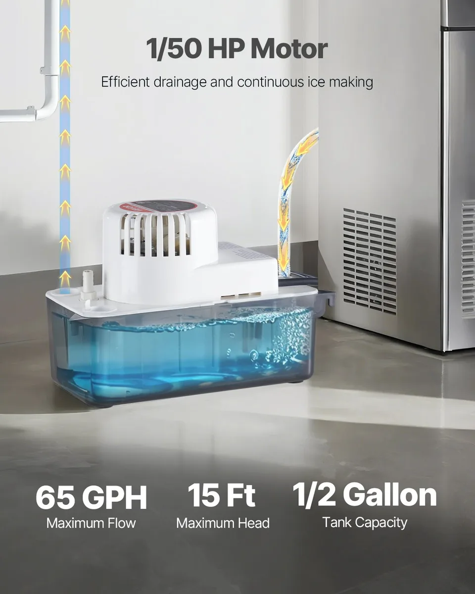 Condensate Removal Pump Automatic Condensate Pump 1/50 HP 65GPH 15 Ft Lift view 2