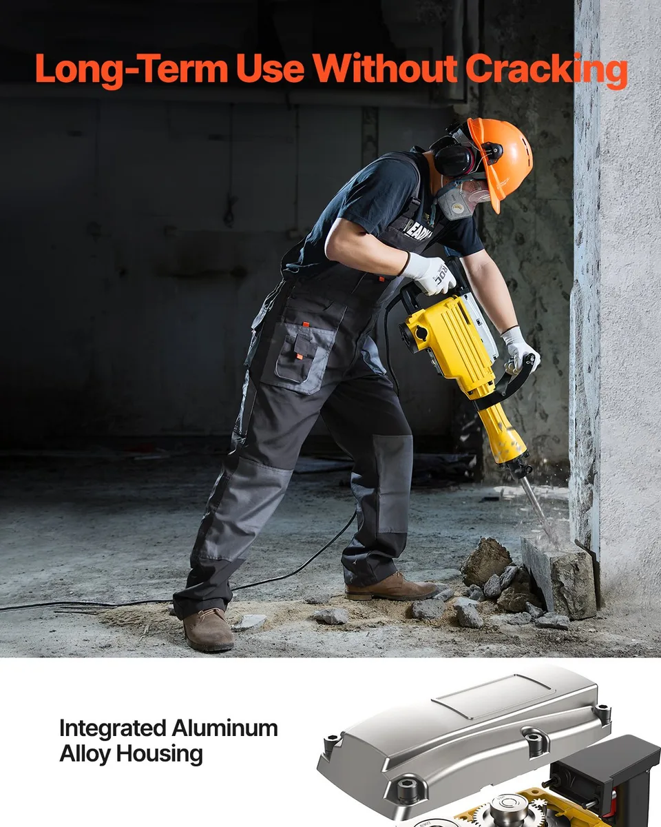 Demolition Jack Hammer Concrete Breaker 2200W Electric Hammer 2 Chisel Bit view 3