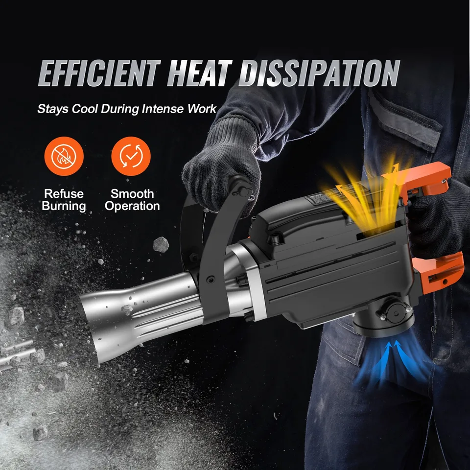 Demolition Jack Hammer, 2200W Jack Hammer Concrete Breaker, 1350 BPM Heavy Duty Electric Jack Hammer, 4pcs Chisels Bit With Case, Black view 3