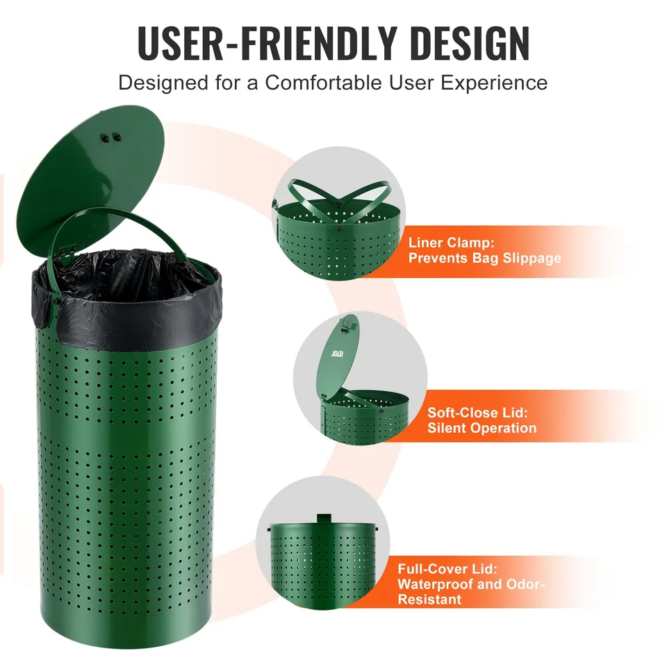 Dog Poop Trash Can 11.5 Gallons Weather-Resistant Dog Waste Bin With Lid view 3
