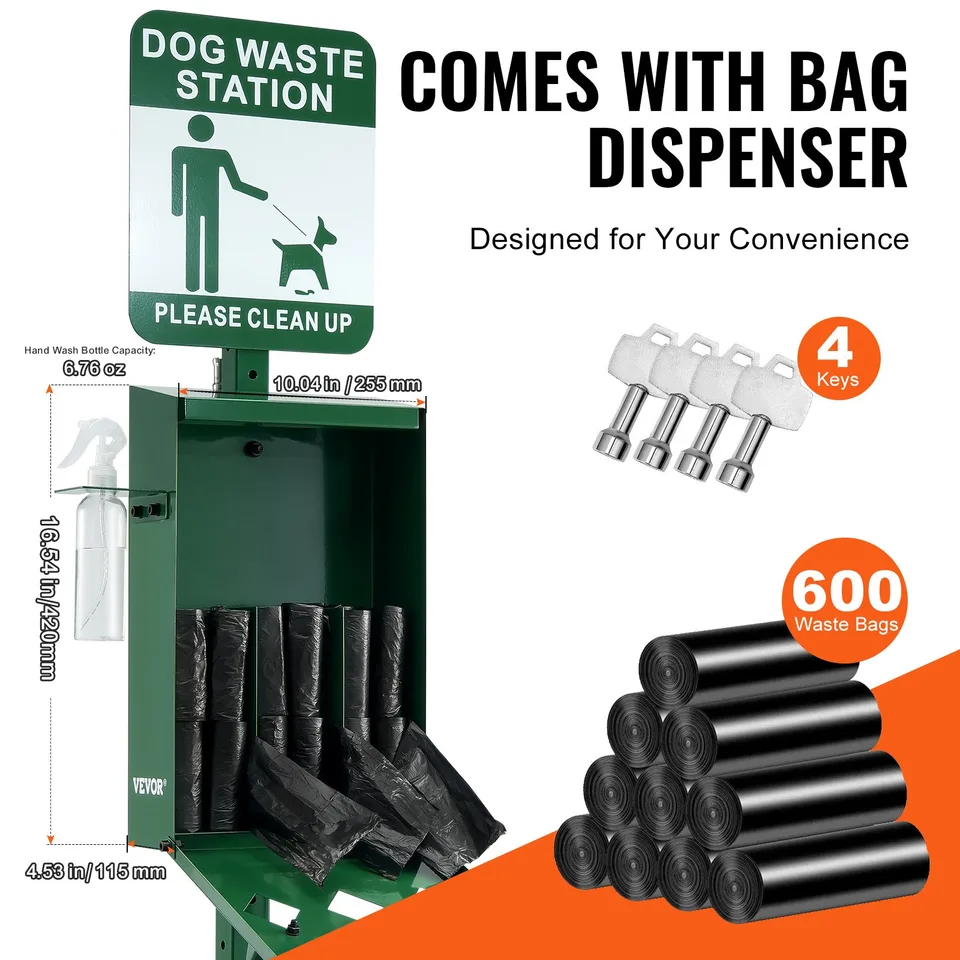 Dog Waste Station With 600 Dog Poop Bags Commercial Park Pet Poop Station view 2