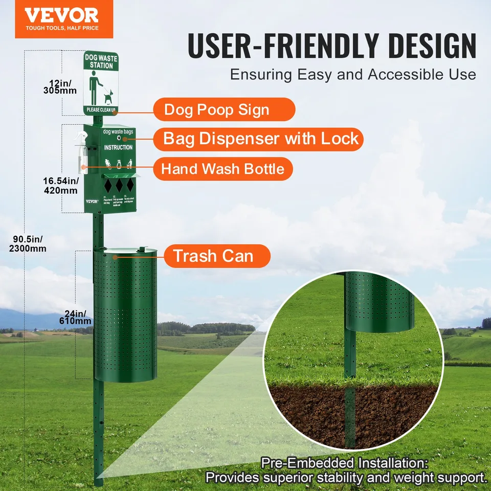 Dog Waste Station With 600 Dog Poop Bags Commercial Park Pet Poop Station view 3