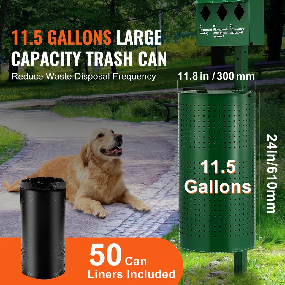 Dog Waste Station With 600 Dog Poop Bags Commercial Park Pet Poop Station view 4