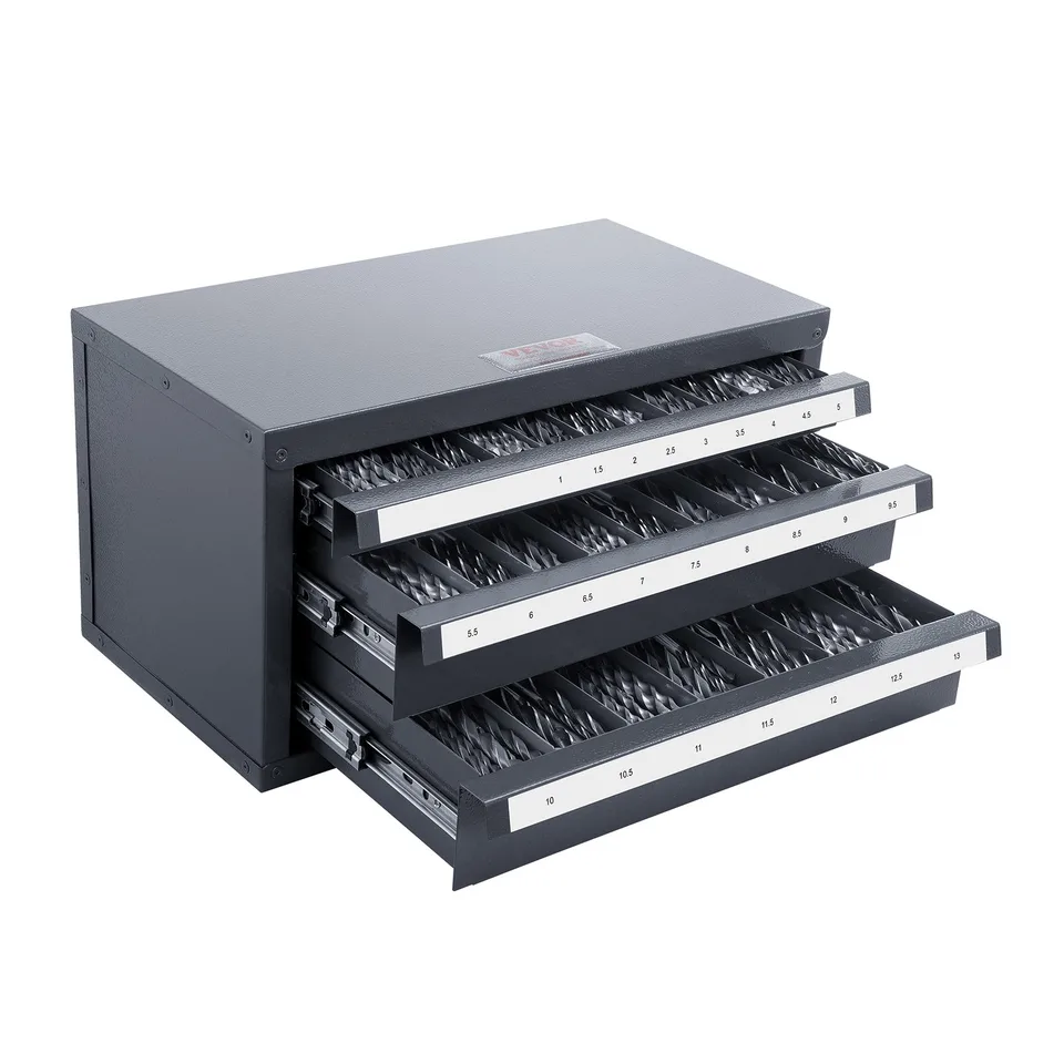Drill Bit Dispenser Cabinet, Three-Drawer Drill Bit Organizer Cabinet For 1mm To 13mm, Steel Drill Dispenser Organizer Cabinet With Labels, Stackable Drill Dispenser For Drill Bit Storage