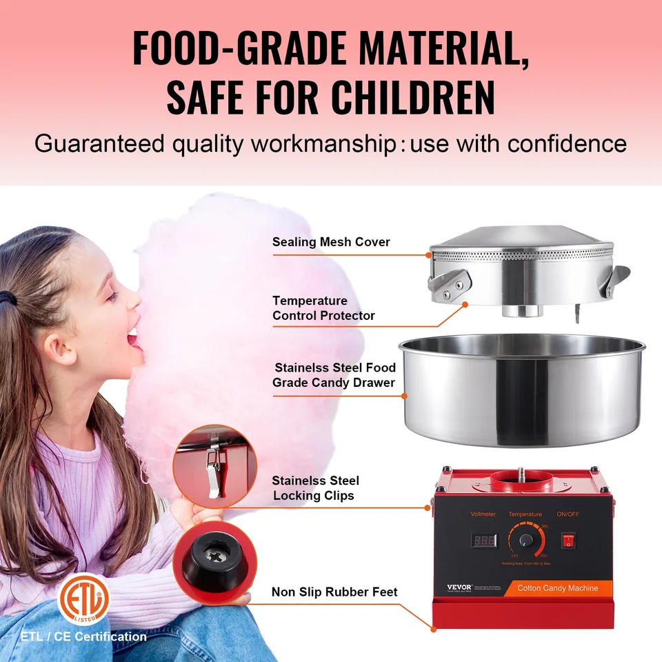 Electric Cotton Candy Machine, 1000W Candy Floss Maker, Commercial Cotton Candy Machine With Stainless Steel Bowl, And Sugar Scoop, Perfect view 2