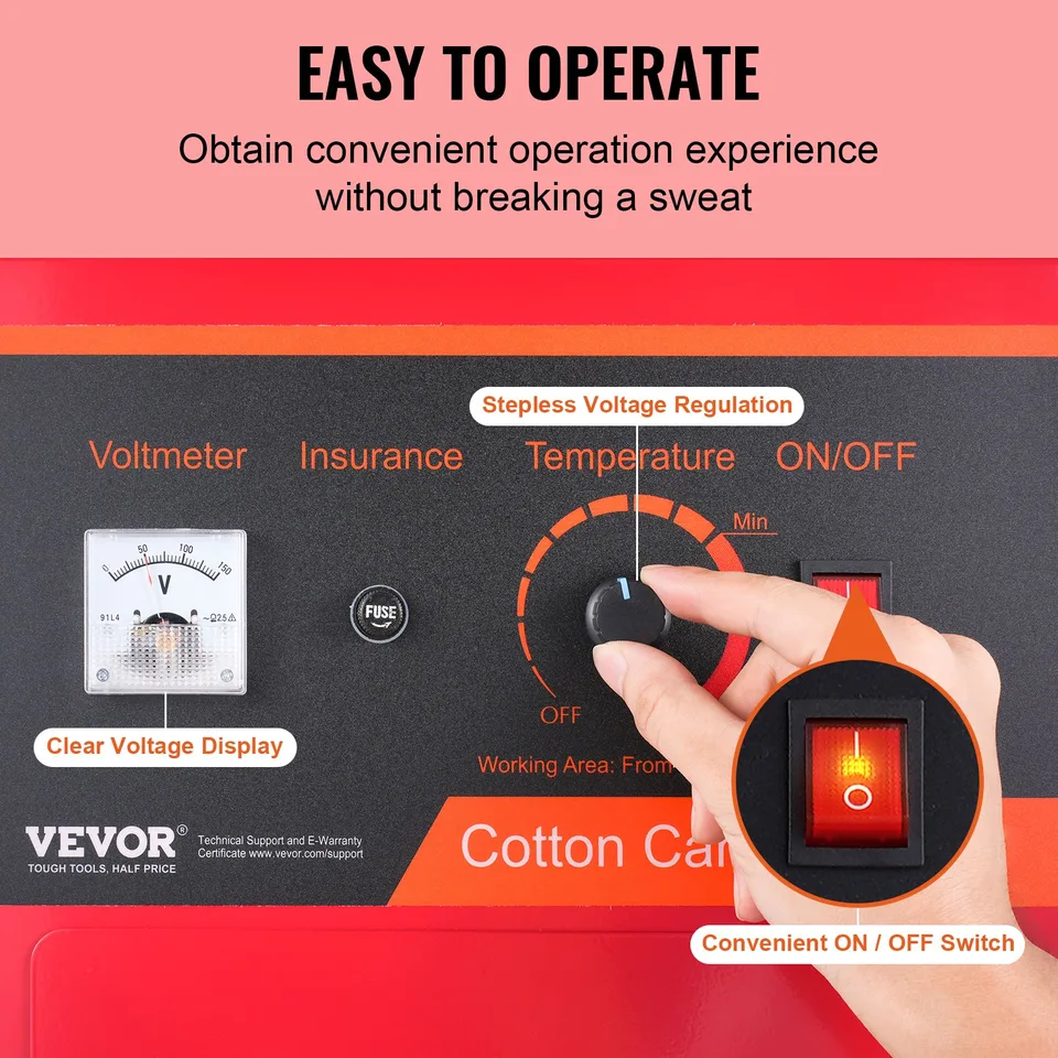 Electric Cotton Candy Machine, 1000W Candy Floss Maker, Commercial Cotton Candy Machine With Stainless Steel Bowl, Sugar Scoop, And Drawer view 3