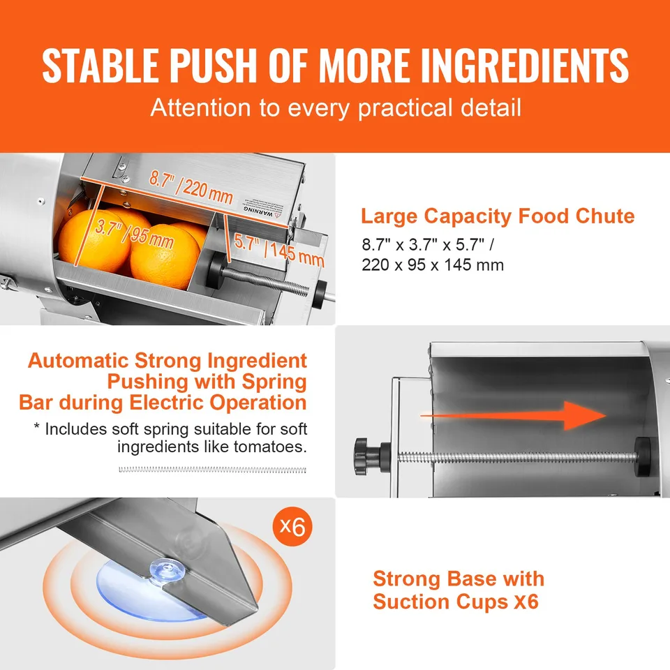 Electric Vegetable Slicer, 0-0.5'/0-12mm Thickness Adjustable Commercial Slicer Machine, Convertible To Manual, Stainless Steel Food Cutter Slicing Machine, For Potato, Lemon, Tomato, Apple view 4