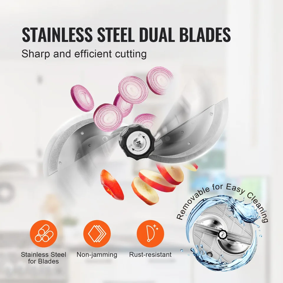 Electric Vegetable Slicer, 0-0.5'/0-12mm Thickness Adjustable Commercial Slicer Machine, Convertible To Manual, Stainless Steel Food Cutter view 3