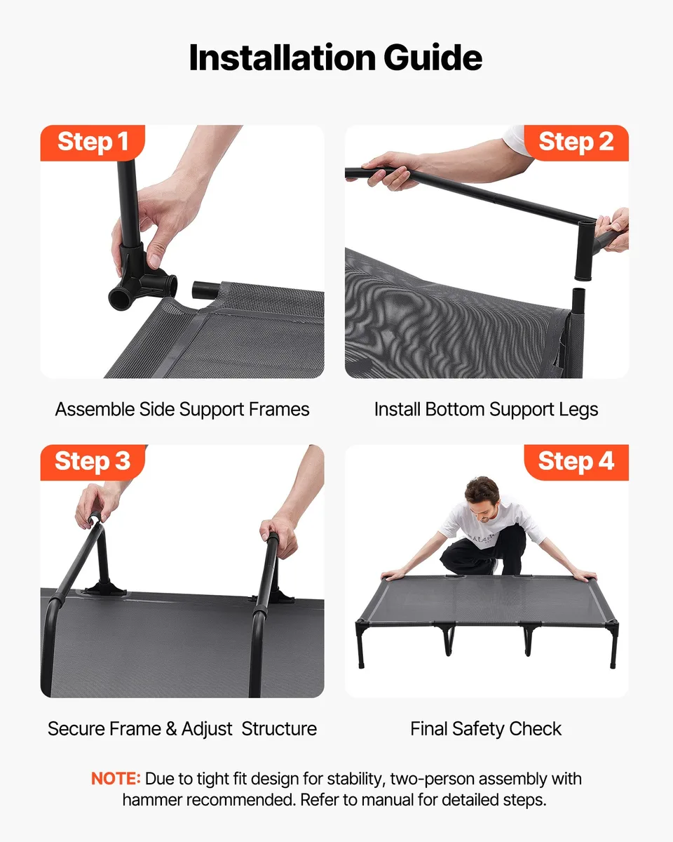 Elevated Dog Bed For Large Dog Portable Raised Dog Cot With Metal Frame XL view 3