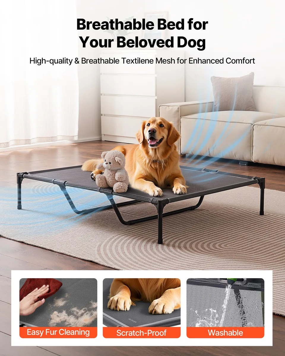 Elevated Dog Bed For Large Dog Portable Raised Dog Cot With Metal Frame XL view 2