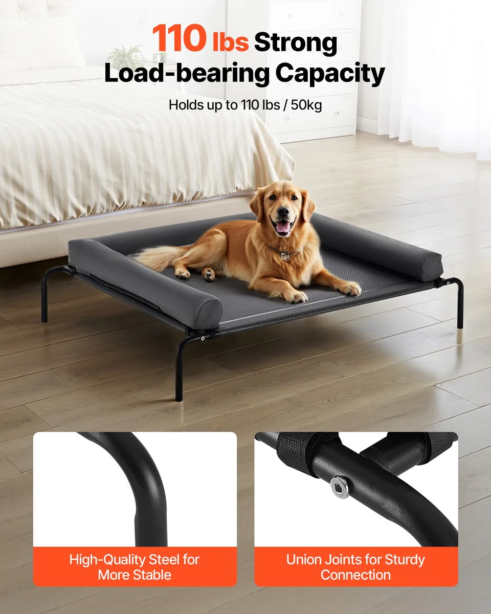 Elevated Dog Bed For Large Dog Portable Raised Dog Cot With Pillow XL Gray view 4
