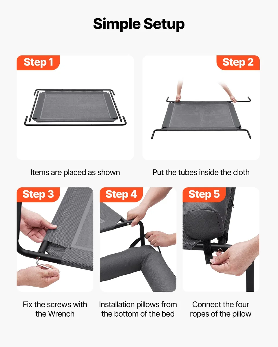 Elevated Dog Bed For Large Dog Portable Raised Dog Cot With Pillow XL Gray view 3