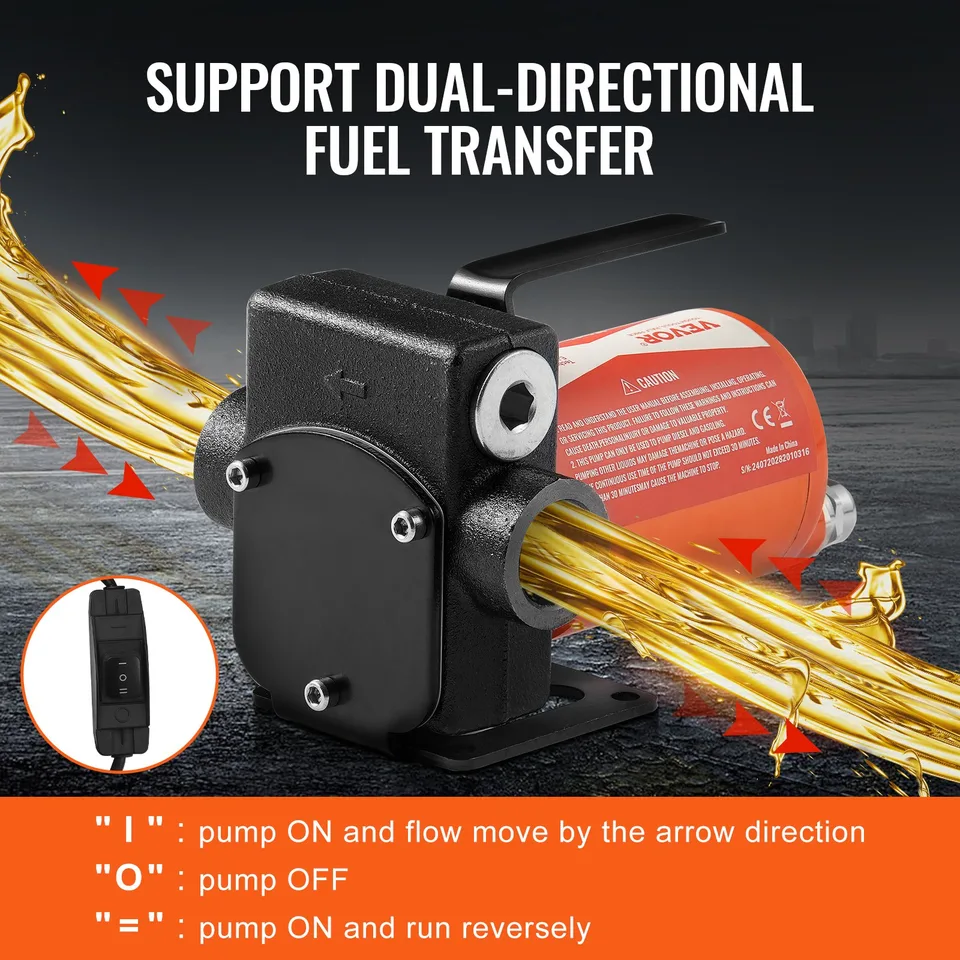 Fuel Transfer Pump 12V 5.3 GPM 1/10 HP Diesel Pump With Auto Fuel Nozzle view 2